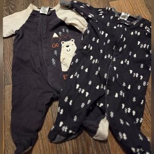 Newborn Gerber Black and Cream Polar Bear Tree Zip Up Sleeper Set